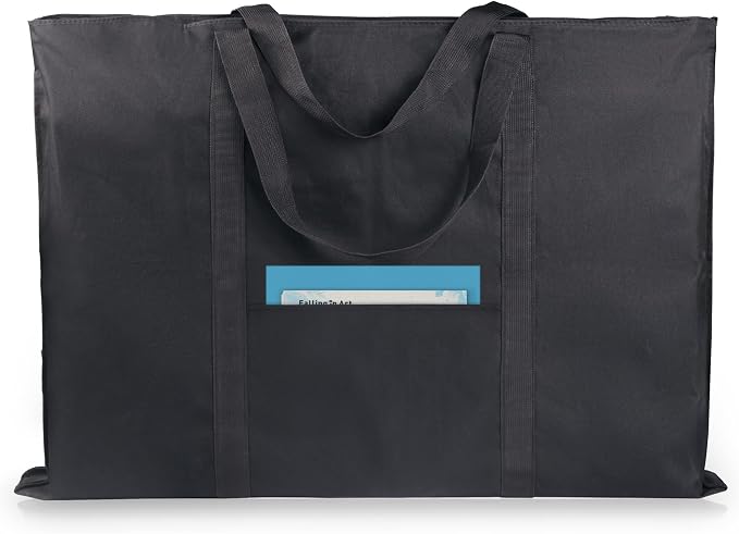 JJRING Dacron Art Portfolio Tote Bag 24'' x 32'' For 23'' x 31'' Black | Light Weight Carrying Storage Case Suitable Poster, Sketching, And Drawing by JJRING