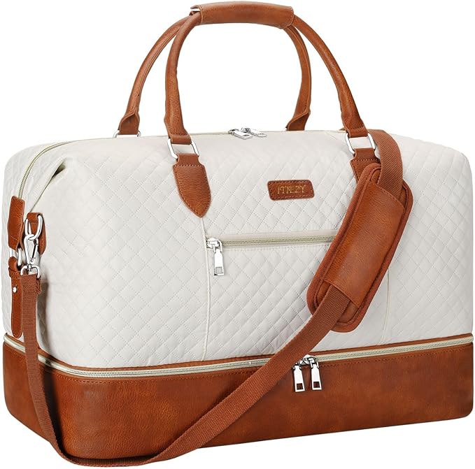 ITIEZY Weekender Bag for Women 21.5" Travel Duffel Large Carry On Bag 3PCS | Nylon Duffel Bag with Waterproof Shoe Compartment, Crossbody Bag and Toiletry Bag, Travel Weekend Hospital Overnight Gym Bag by ITIEZY