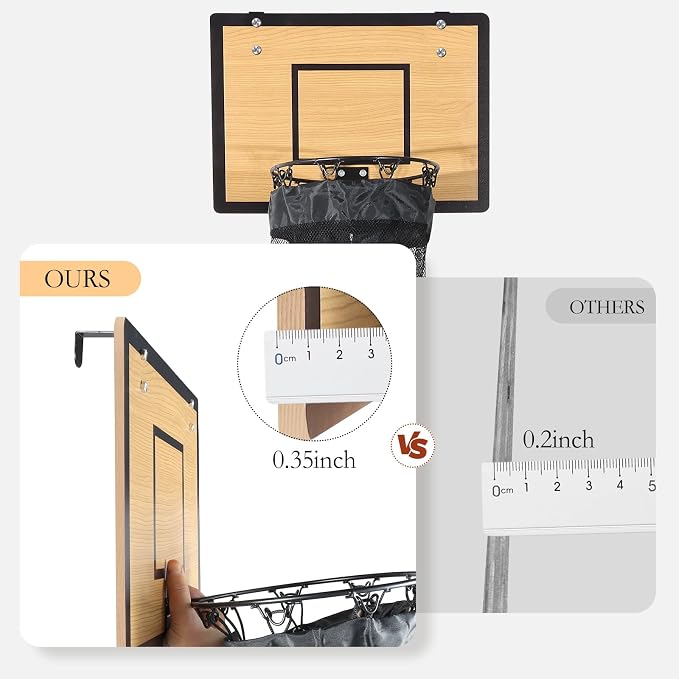 Over the Door Basketball Hoop Laundry Basket ,Wooden Basketball Laundry Hamper with Zipper for Kids Room,Dorm Rooms,Bathroom,Saving Space Storage and Organization - Image 7