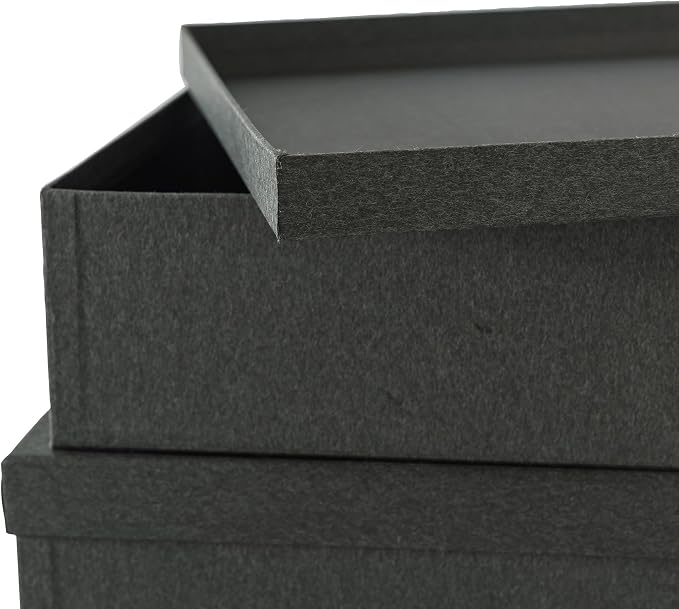 Soul & Lane - Black Kraft Decorative Storage Boxes with Lids, Set of 3 | Paper Document Storage Box Set for Photos, Pictures and Keepsakes, Cardboard Office Organizers for Stationery and Decor - Image 7