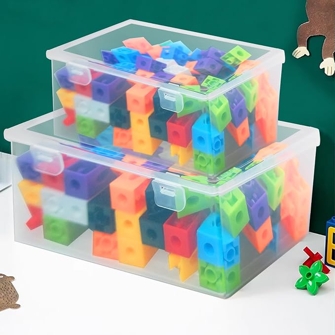 20 Pcs Plastic Playroom Storage Organizer Box Stackable Bins with Lids,Clear Storage Containers for Holds Small Toys, Building Blocks, Puzzles (7.09 x 5.2 x 3.43 Inch,5.6 x 4.1 x 2.4 Inch) - Image 10