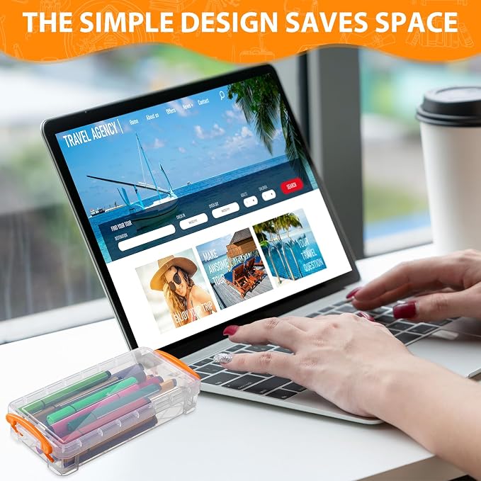Gueevin 24 Pcs Large Capacity Plastic Pencil Box Clear Plastic Pencil Case Crayon Box with Snap Tight Lid Watercolor Pen Storage Brush Organizer Drawing Tools Container (Orange) - Image 6