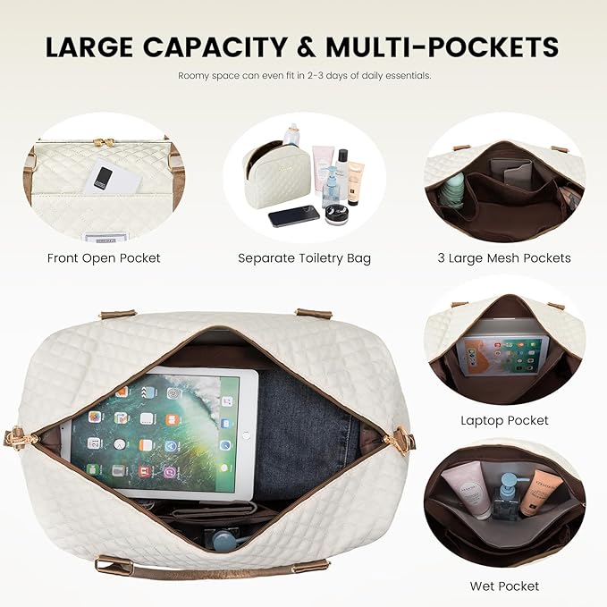 LOVEVOOK Travel Duffle Bag,Weekender Bags for Women with Shoe Compartment，Carry on Overnight Bag with Toiletry Bag,Gym Duffel Bag with Wet Pocket, Hospital Bags for Labor and Delivery - Image 3