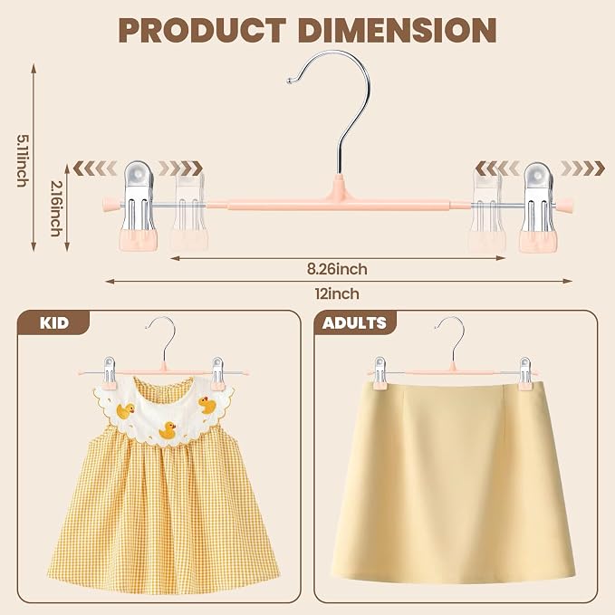 HUADYMEET 12 Inch Heavy Duty Pants Skirt Hangers with Clips,Orange,30 Pack | Metal,Space Saving,Adjustable,Hanger for Jeans Shorts Clothes Slacks Trousers,For Adult Men Women Children, Non Slip - Image 2