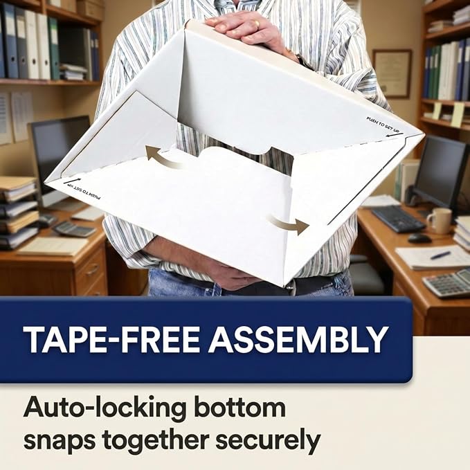 BOX USA File Boxes with Lids and Handles (36-Pack) - File Storage Boxes for Office Supplies, Book Storage, Moving, and Packaging, Fits Letter and Legal Paper, Removable Lid - Image 4