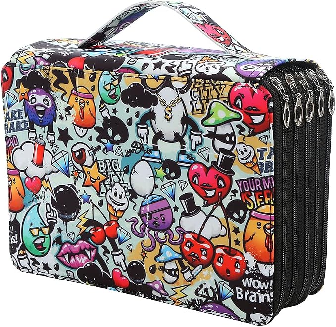 250 Slots Colored Pencil Case Organizer, 5 Layer Bag | Twill Oxford fabric, 255 elastic loops, detachable handle, for travel, home storage, drawing tools, creative gifts by Lbxgap