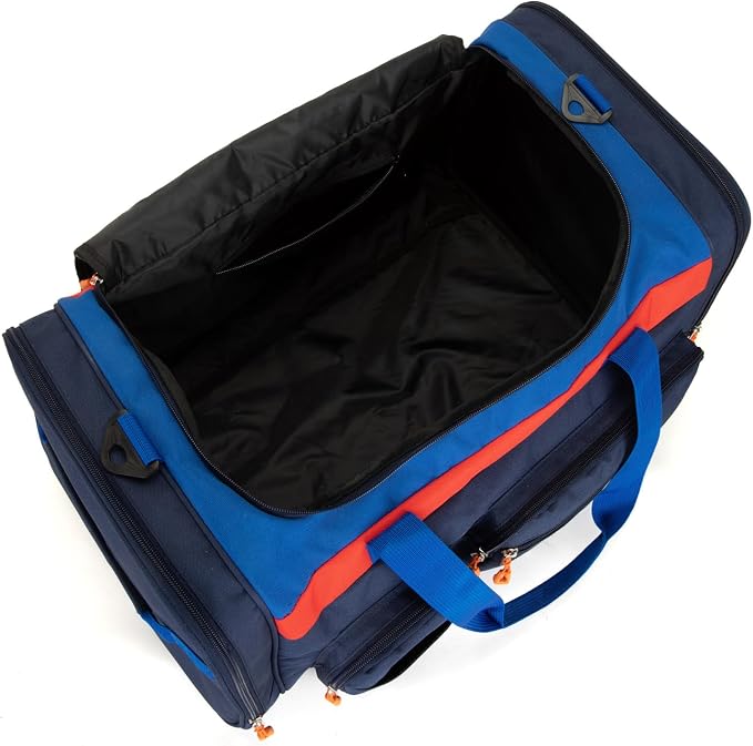 Large Kids Duffle Bag for Travel, Overnight or Weekend,Dark Blue | Roomy Size: 22.0"L x 12.0" H x 12.0"W, Made of Thick Polyester Fabric - Image 4