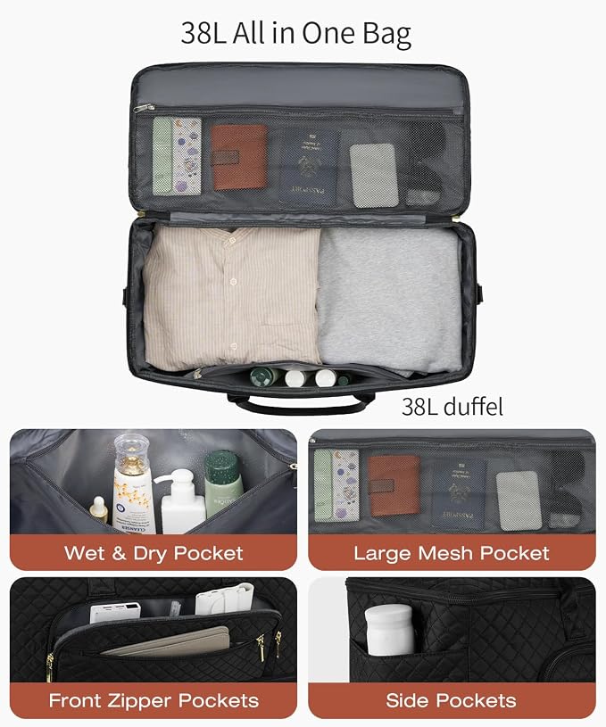 Travel Duffle Bag, Wide Open Large Weekender Bag for Women with Shoe Compartment, Carry on Overnight Bags with Toiletry Bag, Hospital Bag for Women Labor Delivery - Image 2
