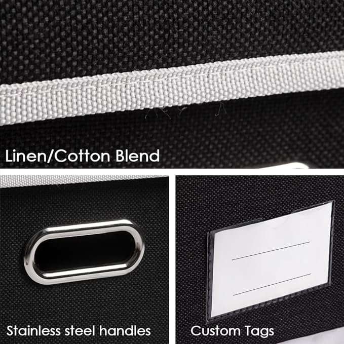 Large Foldable Storage Boxes with Lids [5-Pack] Organizer Containers Baskets Cube with Cover for Home Bedroom Closet Office Black17.7x11.8x11.8 For 6+ Year Old Boys and Girls - Image 8