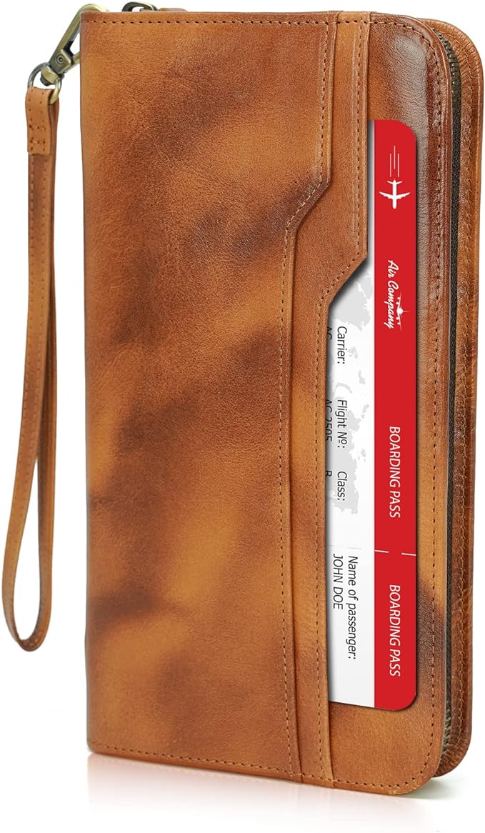 Polare Full Grain Leather Family Travel Passport Wallet and Documents Organizer RFID Blocking Case Holder Fits 6 Passports for Men and Women by polareoriginal