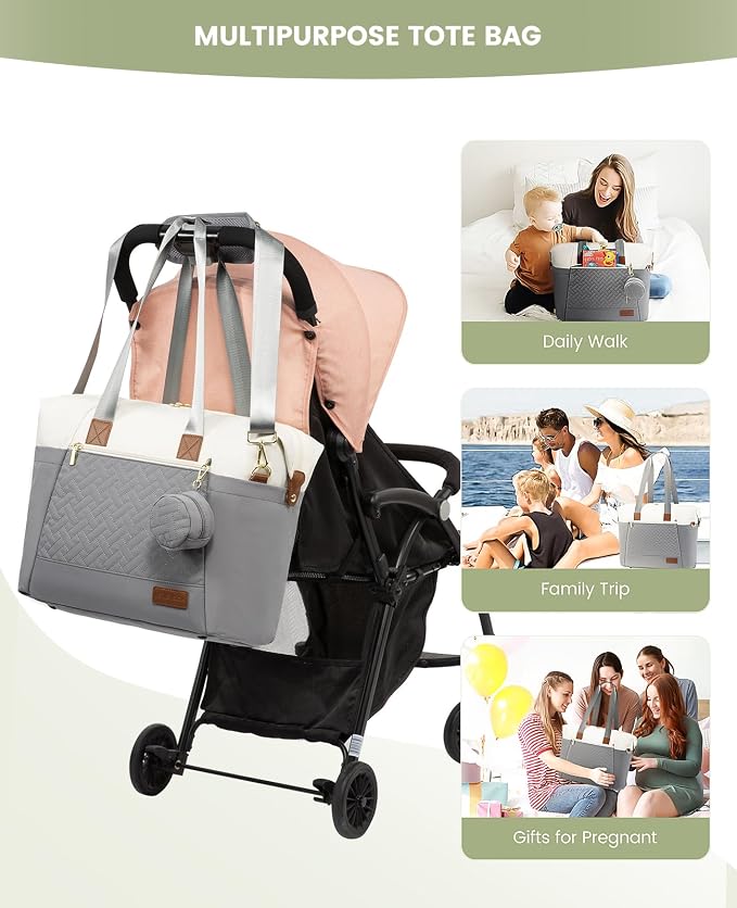 LOVEVOOK Diaper Bag Tote, Baby Diaper Bag Waterproof Travel Diaper Tote with Changing Pad - Image 5