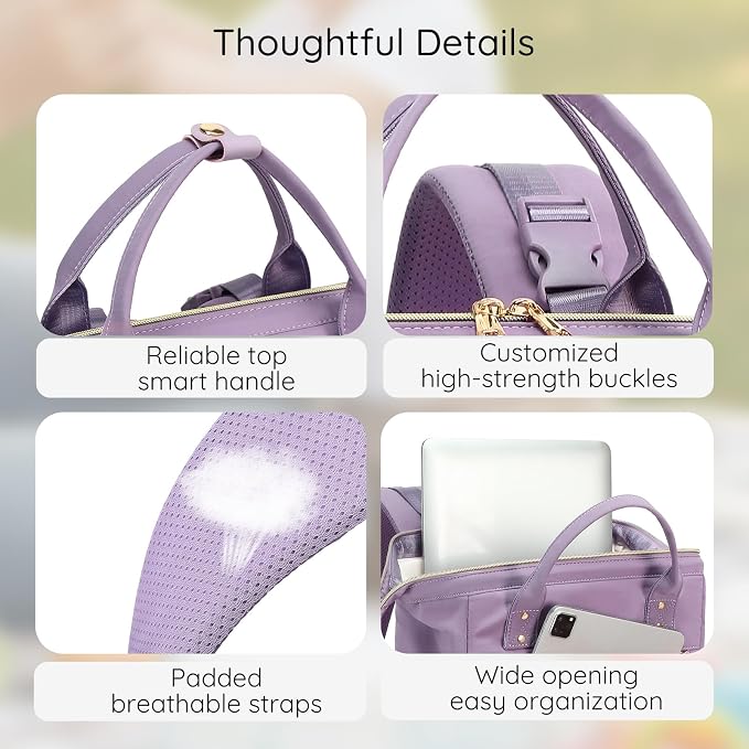 AIJIEKE Large Diaper Bag Backpack, Extra Wide Travel Diaper Bag, Purple | ulti-functional waterproof maternity bag. Changing pad, stroller straps, insulated wet/dry pocket. Mom, dad, toddler travel - Image 6