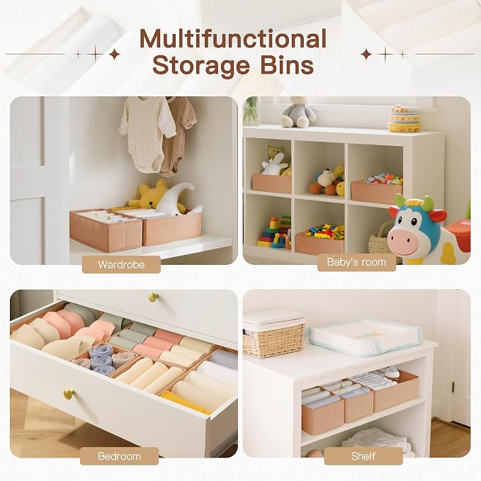 Drawer Organizer Clothes, 10 Pack Dresser Organizer for Baby Clothes, Underwear, Sock- Foldable Closet Organization and Storage Dividers Bins for Nursery, Bedroom (Brown) - Image 5