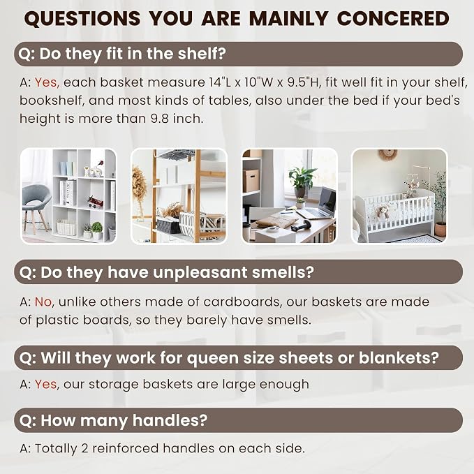 6 Pack Closet Organizers and Storage Bins, Cute Dorm Room Essentials for Clothes Beddings Bags, Under Bed Storage Containers, Apartment Essentials Baskets for Organizing (14L*10W*9.5H) - Image 7
