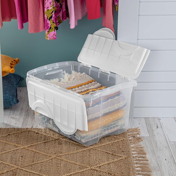 Sterilite 6-Pack Stackable Storage Bin with Lid, Clear Plastic Design, 48 Quart - Image 5