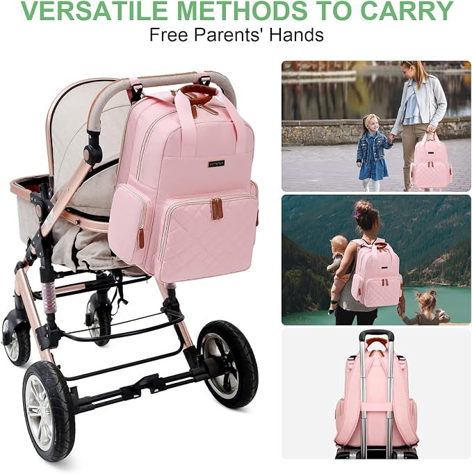 Diaper Bag Backpack with Changing Station, Baby Diaper Organizer Travel Bag | Large Capacity Diaper Bag for Moms Dads - Fold Out Changing Pad, Insulated Pockets, Stroller Straps, Baby Eessentials - Image 6
