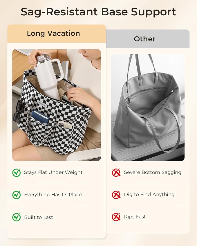 LONG VACATION Corduroy Tote Bag for Women, 16 Pockets Large Work Laptop Bag | 15.6" Laptop Compartment, 40oz Cup Holder, Lightweight, Washable, Teacher Nurse Bag for Office School Travel Gym College - Image 6