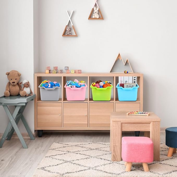 16 Pcs Cubby Bins for Classroom Plastic Book Bins,Candy Color | Storage Bins for Classroom Library, Plastic Stackable Toy Tubs Containers for School Office Home Nursery Playroom - Image 5