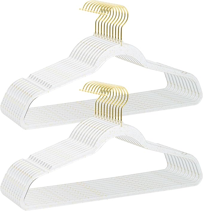 Clear Clothes Hangers 16", 20 Pack Plastic Coat Hanger for Adult Closet, Durable Ganchos de Ropa with Swivel Hook, Thin Space Saving Perchas de Plástico for Spaghetti Strap Dress Suit by VSVstoage