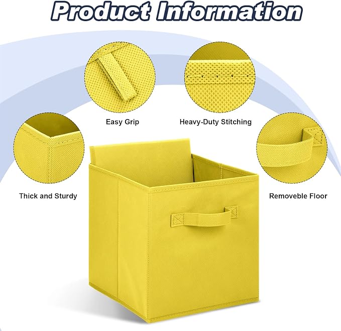 Hillban 48 Pcs Storage Cubes 11'' Collapsible Storage Bins Bulk Fabric Cubes Basket with Dual Handles Organizer Cube for Closet Toy Classroom Shelf Room (Solid Style,Colorful) - Image 4