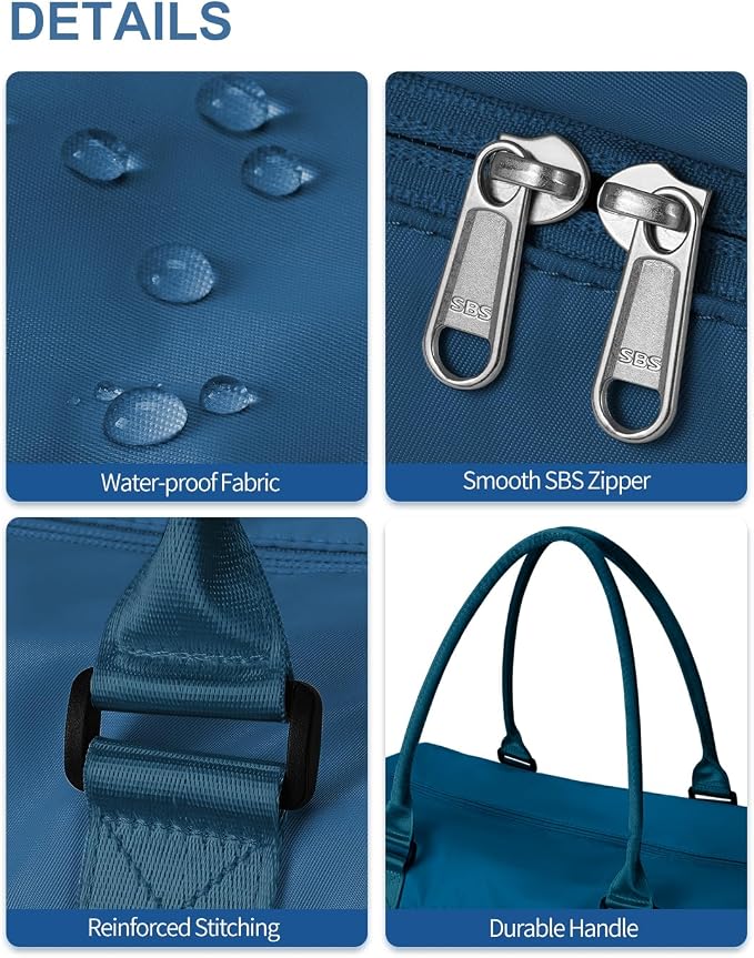 BAGAIL Travel Duffel Bag, Weekender Bags for Women, Overnight Gym Carry On Tote Bag with Wet Pocket, Hospital Mom Bag for Labor and Delivery - Extra Large, Peacock Blue - Image 8