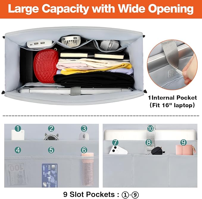 ITIEZY Large Utility Tote Bag for Women with 18 Pockets, Waterproof Teacher Nurse Bags with Zipper for Everyday Travel Work - Image 5