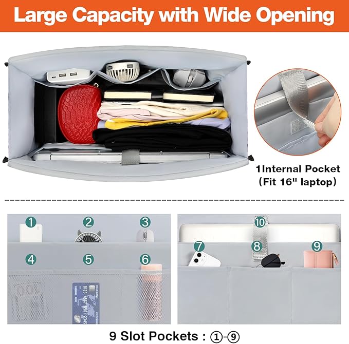 ITIEZY Large Utility Tote Bag for Women with 18 Pockets, Waterproof Teacher Nurse Bags with Zipper for Everyday Travel Work - Image 5