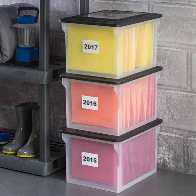 Sterilite File Box Tote with Lids for Letter and Legal Folders, 12-Pack | Stackable Plastic Document Storage and Paper Organizer for Home, Office, Desk, and Dorm Organization - Image 9