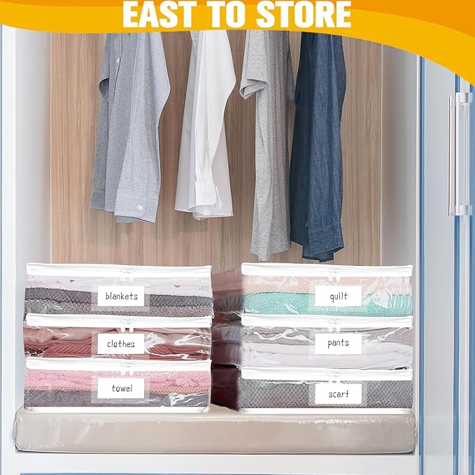 Plastic Storage Bags with Easy-Glide Zipper, Pack of 6, Durable Clear Vinyl Zippered Storage Bags for Clothes Sweaters Comforters Blankets Sheets Bedding (24 x 20 x 11 Inch, Transparent White) - Image 2