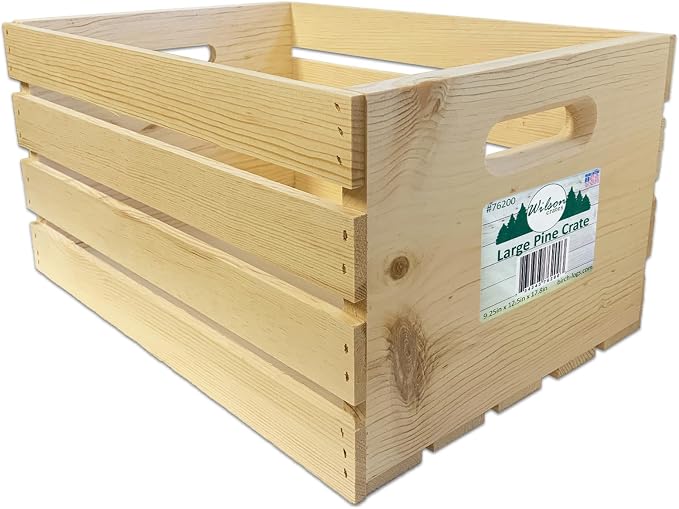 Wilson Large Wooden Pine Crate for Storage and Decoration at Home, Office, Kitchen, Bedroom, and Retail (12.5"x9.625"x17.875")(1) SINGLE CRATE by Wilson
