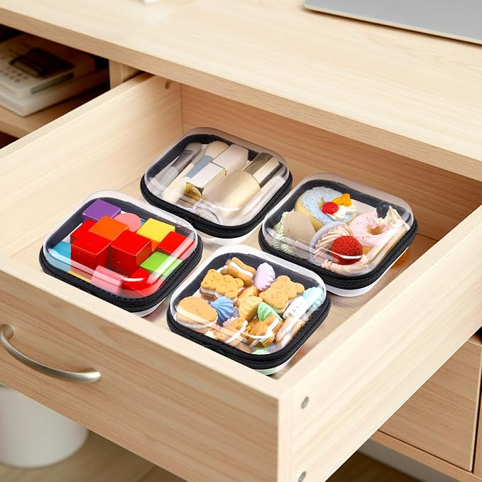 Sanwuta 6 Clear Hard Zipper Case,Black,5 X 5 X 2 Inch | Pencil Case Pouches ,Makeup Bag,Plastic Toiletry Diaper Bag ,Travel Toy Storage,Waterproof Organizer Bins - Image 5