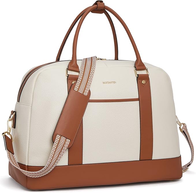 BOSTANTEN Weekender Bags for Women Travel Genuine Leather Overnight Bags | Trolley Sleeve, Fits Under-seat, Airline-Friendly Carry-on Size, Pen Slot, Designer, Weekend Getaways, Business Trip by BOSTANTEN