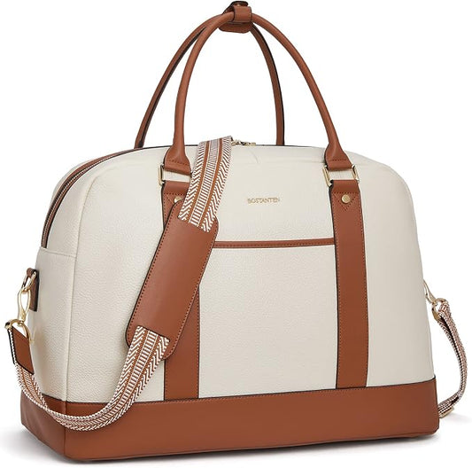 BOSTANTEN Weekender Bags for Women Travel Genuine Leather Overnight Bags | Trolley Sleeve, Fits Under-seat, Airline-Friendly Carry-on Size, Pen Slot, Designer, Weekend Getaways, Business Trip by BOSTANTEN