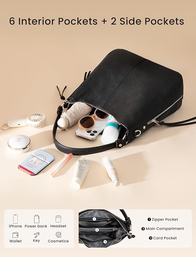 Hobo Crossbody Bag for Women, Designer Shoulder Purse Handbags - Image 5