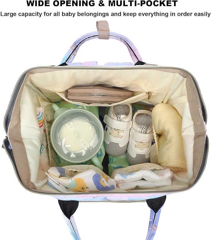 Marble Baby Diaper Bag Backpack for Girls Boys, Waterproof Large Maternity Nappy Bags for Mom - Image 4