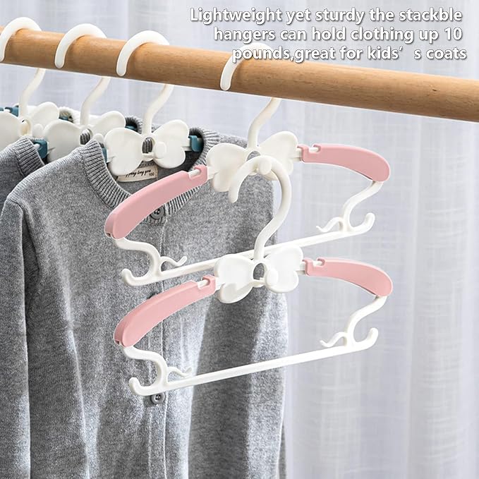 Baby Clothes Hangers, 11-14.5" Adjustable Kid Hangers for Newborn Closet, Plastic Small Infant Hanger for Toddler Pant, Child Coat Hanger for Boy Nursery Clothing, Girl Dresses, 50 Pack - Image 3