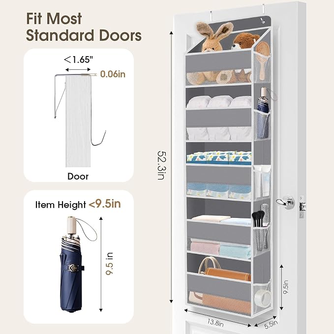1Pack Over The Door Organizer Large Capacity Hanging Storage Room Organizer | 40 lb Capacity, Ultra-Sturdy, Foldable, Mesh Design with Clear Window, Space-Saving Organizer for Pantry, Nursery & Closet - Image 2