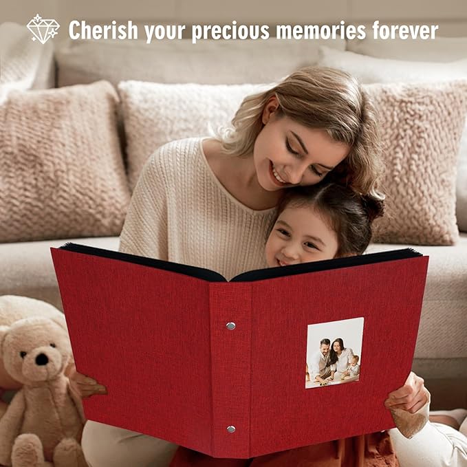 Photo Album 6x4 400 Pockets Slip in Large Capacity Album for Family Wedding Anniversary Linen Album Book Holds 400 Vertical 10x15cm Photos(400 Pockets, Red) - Image 5