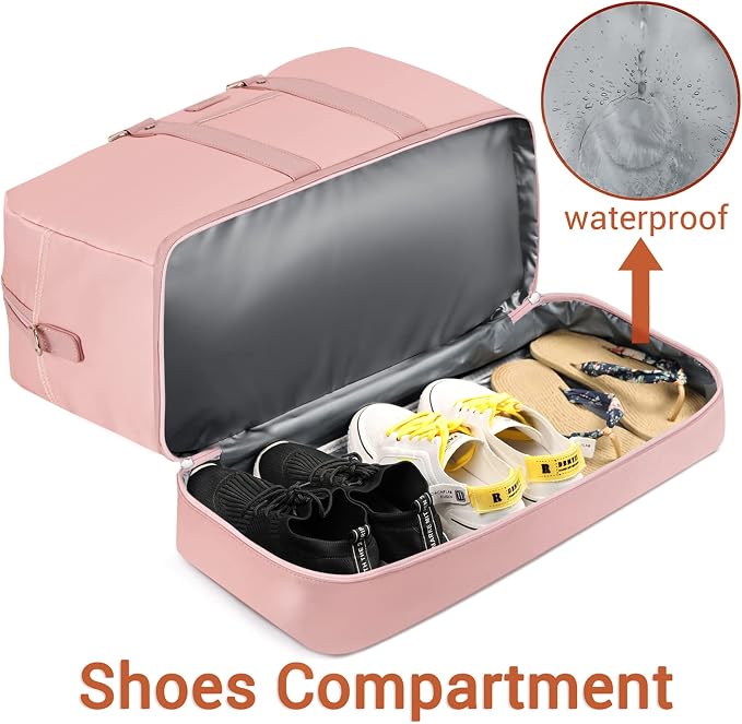 Weekender Bag for Women, Large Overnight Bag Canvas Travel Duffel Bag Carry On Tote with Shoe Compartment 21" 3Pcs Set - Image 2