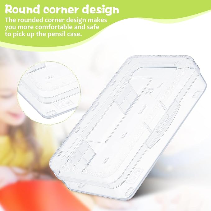 Outus 5 Pcs Plastic Pencil Box Large Crayon Maker Box with Snap Lid Plastic Pencil Case Office Supplies Organizer for Craft Painting Brush (Clear) - Image 6