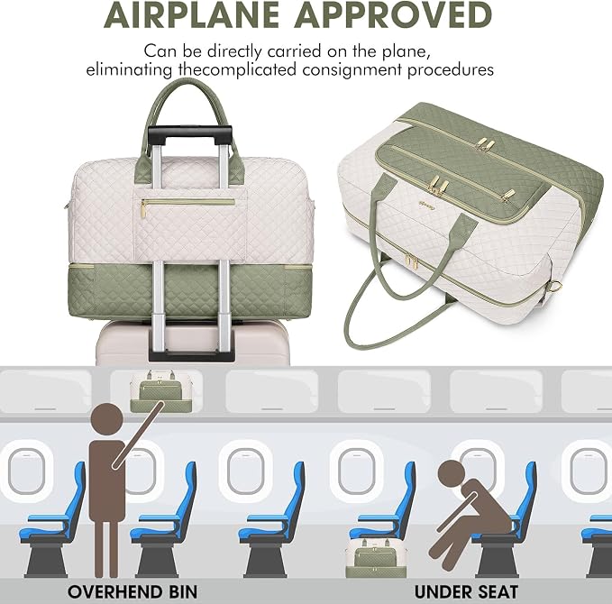 Travel Duffle Bag Weekender for Women - Carry-On Overnight Bag Personal Item Bag with Shoe Compartment & Wet Pocket Large Weekend Tote Bags with Toiletry Bag Hospital Bags for Labor and Delivery - Image 5