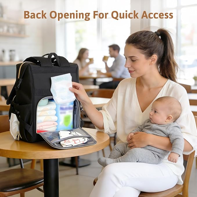 Lekesky Pañaleras para bebe, Diaper Bag Backpack for Baby, Large Capacity Diaper Bag with 16 Pockets, 1.52lb Lightweight Waterproof Diaper Backpack with Changing Pad, Stroller Bag for Mom Dad Travel - Image 2