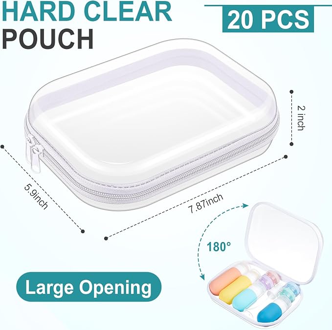 20 Pcs Clear Hard Zipper Case Bulk Hard Shell Plastic Pouch Transparent Double Zippers Toy Storage Organizer Bins for Building Blocks, Puzzles, Cosmetics(7.87 x 5.9 x 2 Inch) - Image 2