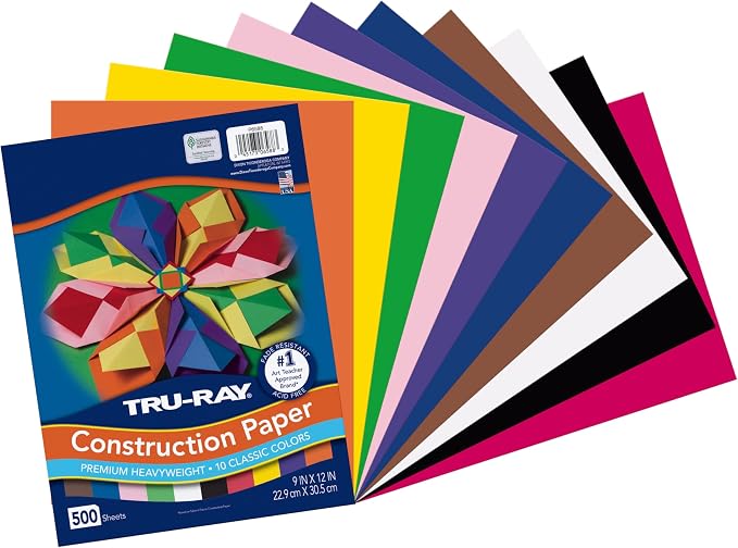 Tru-Ray (P6588-4) Heavyweight Construction Paper Bulk Assortment, 10 Assorted Colors, 9" x 12", 500 Sheets - Image 2