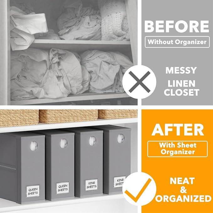 SpaceAid 4 Pack Bed Sheet Organizers and Storage, Drawer Organizer for Clothes, 12 Pack Dresser Drawer Organizer Bins - Image 2