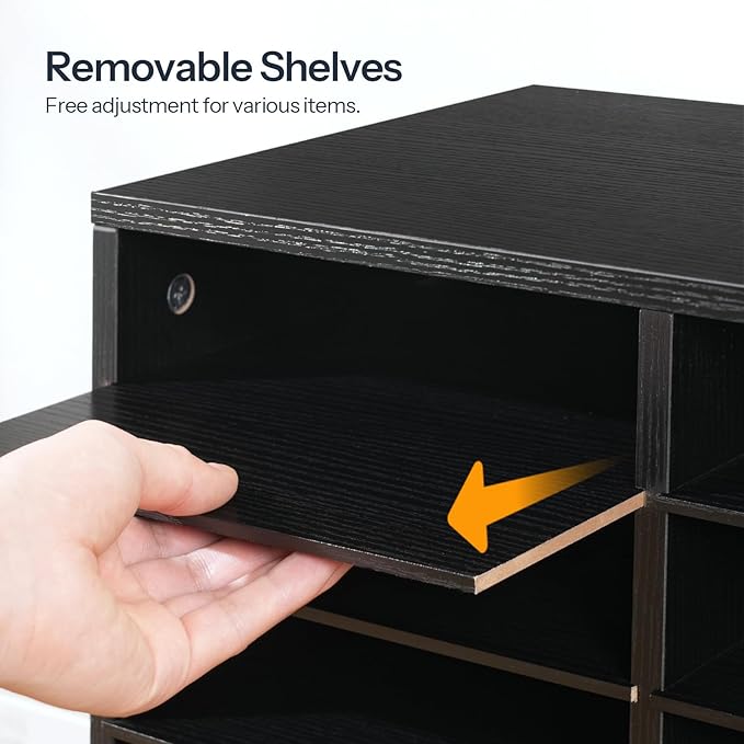 HOOBRO Literature Organizer, 48 Compartments Wooden Mail Organizer, Countertop Literature Sorter with Adjustable Shelves for Home, Office, School, Student Mailbox for Classroom, Black BK163WF01 - Image 8