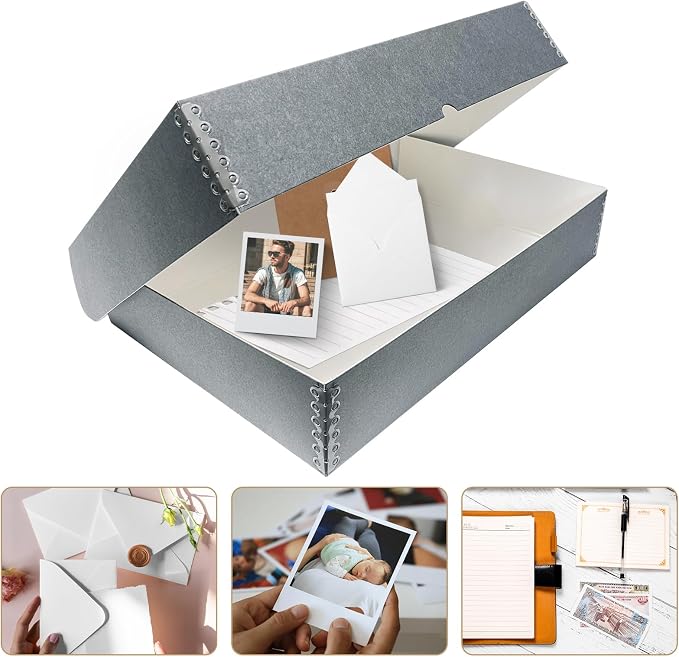 Lineco, 11x17 Clamshell Archival Folio Storage Box, 3" Deep | Acid-Free with Metal Edge Preservation Box, Preserves Picture, Magazines, Organize Photos, Documents, Artwork, DIY - Image 2