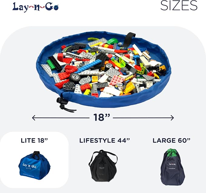 Lay-n-Go Layflat Portable Drawstring Cinch Storage Toy & Mini Figures Organizer & Play Mat, Mesh Pockets, Home & Travel, Kids & Toddlers Playdates, 2 Straps for Backpack, Durable, Machine Washable - Image 6