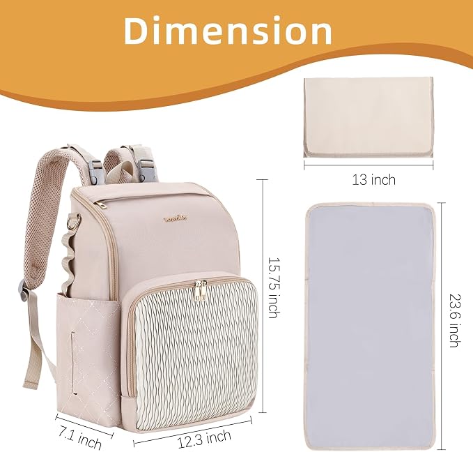 Stylish Baby Diaper Bag, Baby Bag with Changing Pad, Pacifier Case& Stroller Straps, Large Diaper Backpack Boy Girl, Water Resistant Travel Diaper Backpack（Pink） - Image 4