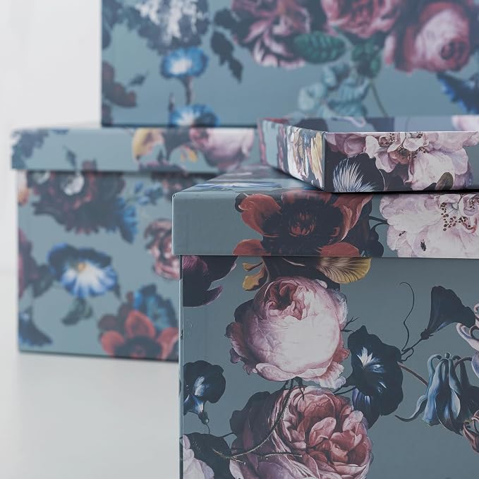 Soul & Lane - Elegance in Bloom Decorative Boxes with Lids, Set of 3 | Large Nesting Paperboard Storage Boxes for Keepsakes and Photos, Pretty Elegant Vintage Floral Containers for Home Decor - Image 3